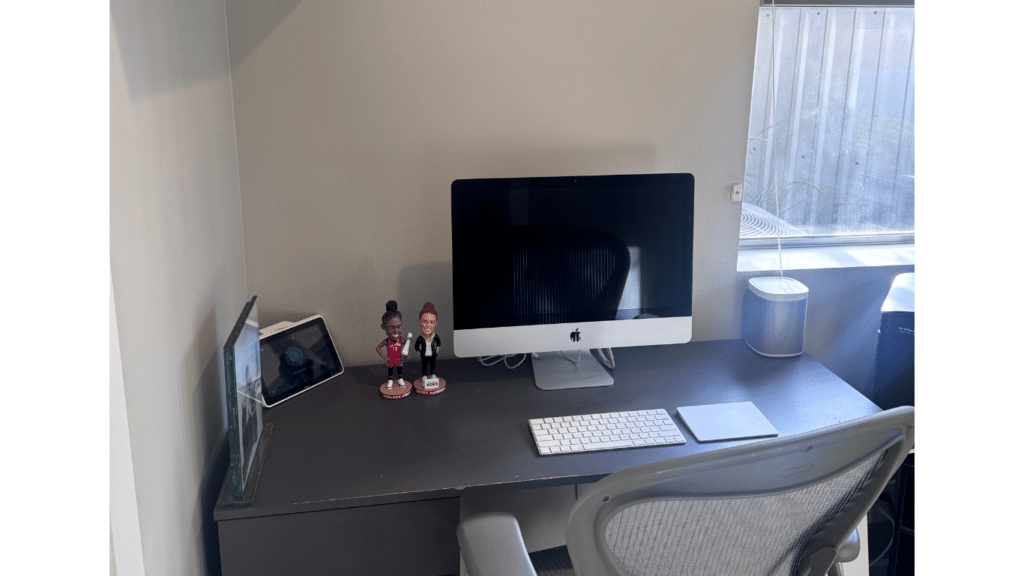 An empty workstation as if taking a break from the attention economy.