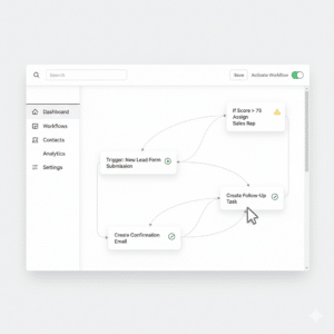 AI Integration workflow with arrows to CRM system