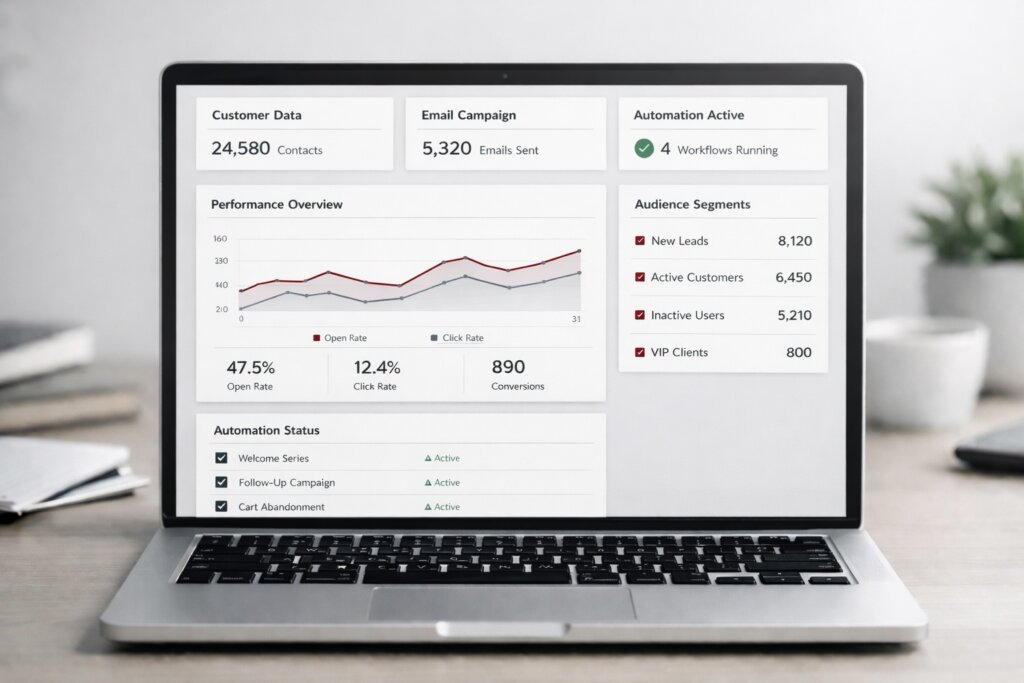 CRM dashboard showing positive results of an email strategy