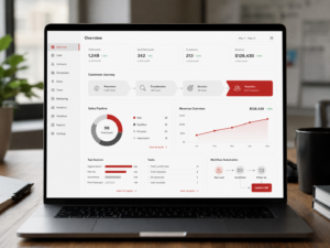 Laptop image showing marketing systems and analytics dashboard