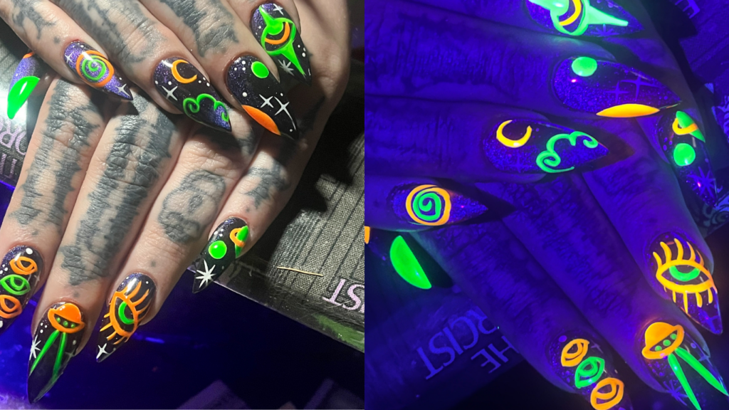 The Nail Art Underground designed glow in the dark nails
